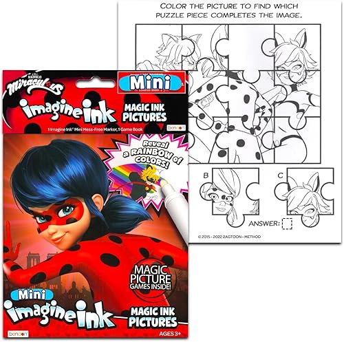 Miniatura 3 de Miraculous Juego de actividades de mariquita para niños, paquete con 4 libros para colorear surtidos, calcomanías y más | Suministros para fiestas
