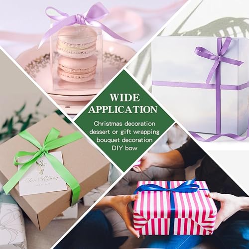 Miniatura 4 de Cinta de satén verde esmeralda de 38 de pulgada, 100 yardas, cintas de tela de color sólido, rollo para envolver regalos, bodas y festivales (verde