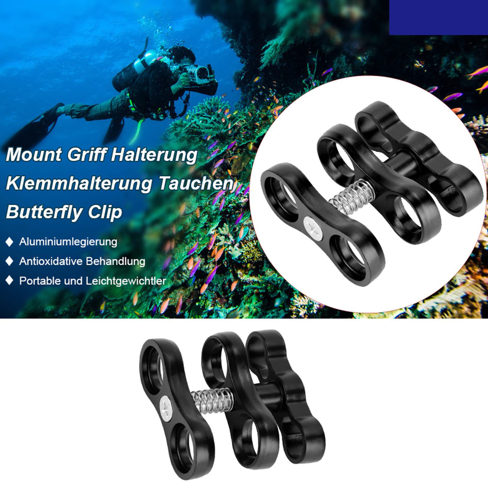 YS Mount Butterfly Clip Nitescuba Diving Light Arm Ball Adapter - Aluminum YS Mount Bracket For Connecting Strobes/Video Lights To Underwater Housing Universal Diving Light Connector - View #8