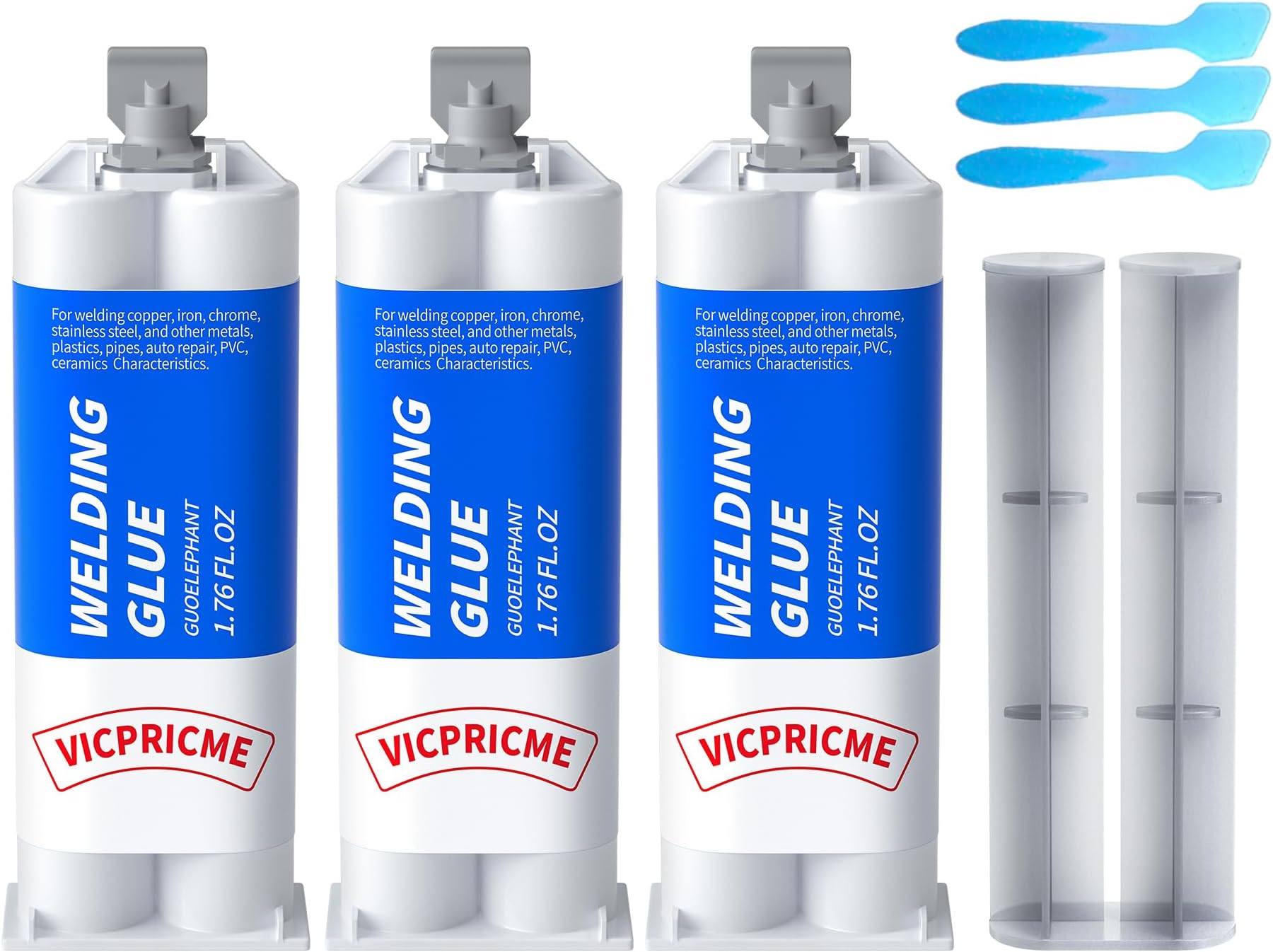 vicpricme Metal Glue Heavy Duty for Metal Steel Plastic, Waterproof, 3PK
