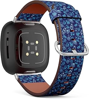 CJBROES Replacement Leather Watch Band, Compatible with Fitbit Versa 3 and Fitbit Sense of Wristband Bracelet Accessory - Vintage-Floral