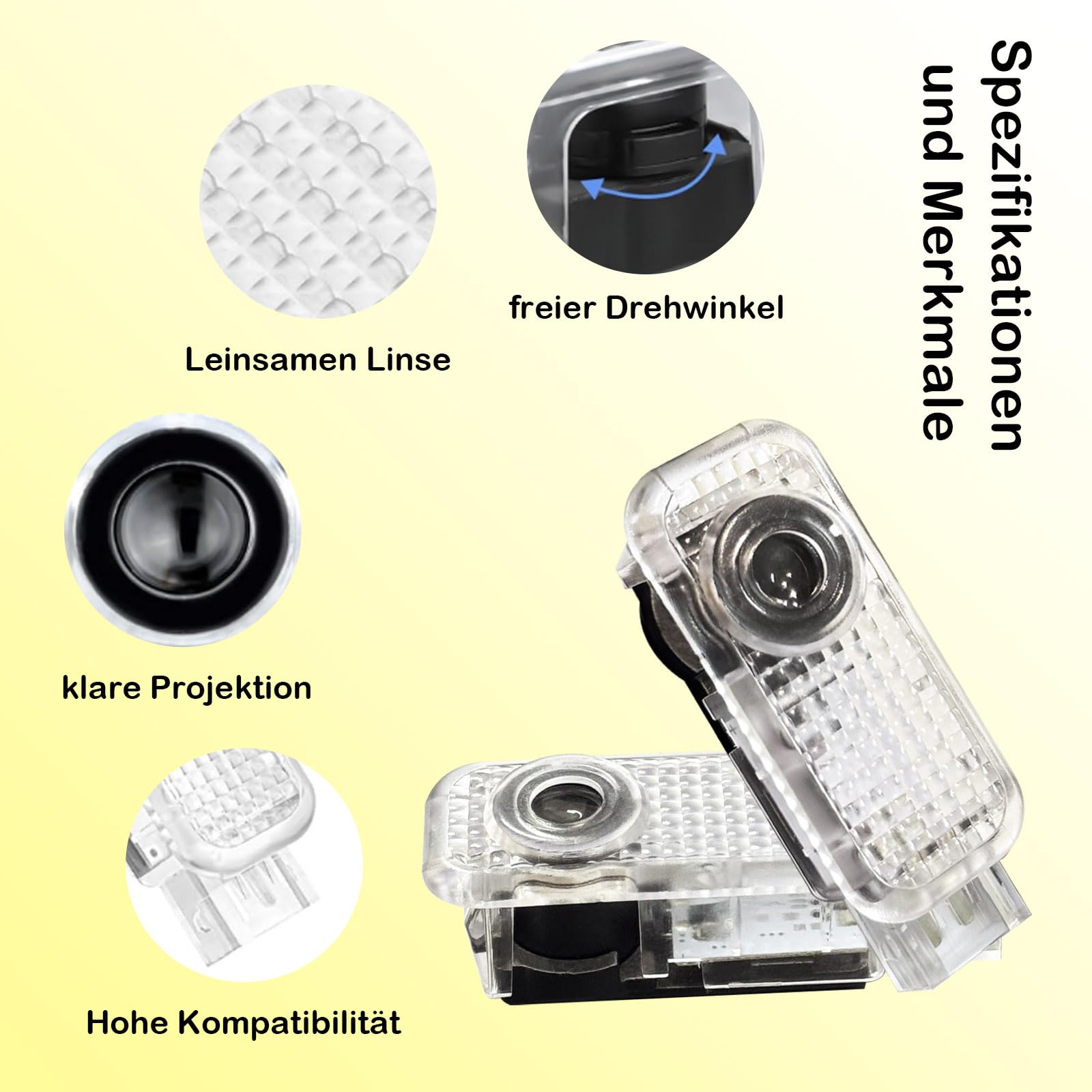 4 Stück Viererpack Autotürlichter Auto Eingang Beleuchtung Zubehör Auto Tür Logo Projektor Lichter für A1/A3/A4/A5/A6/A7/A8/Q2/Q3/Q5/Q7/Q8/TT/R8, Licht Sehr schönes Geschenk