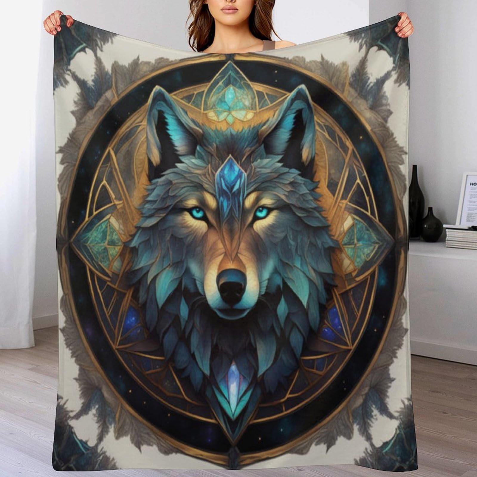 Couverture loup plaid polaire doux lit sofa 130x180cm