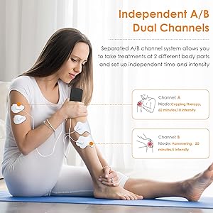 MANPICTE TENS Unit Muscle Stimulator 36 Modes, Rechargeable Dual Channel TENS Machine for Pain Relif Muscle Massager with 12 Premium Electrode Pads and Dust-Proof Storage Bag MH-1088