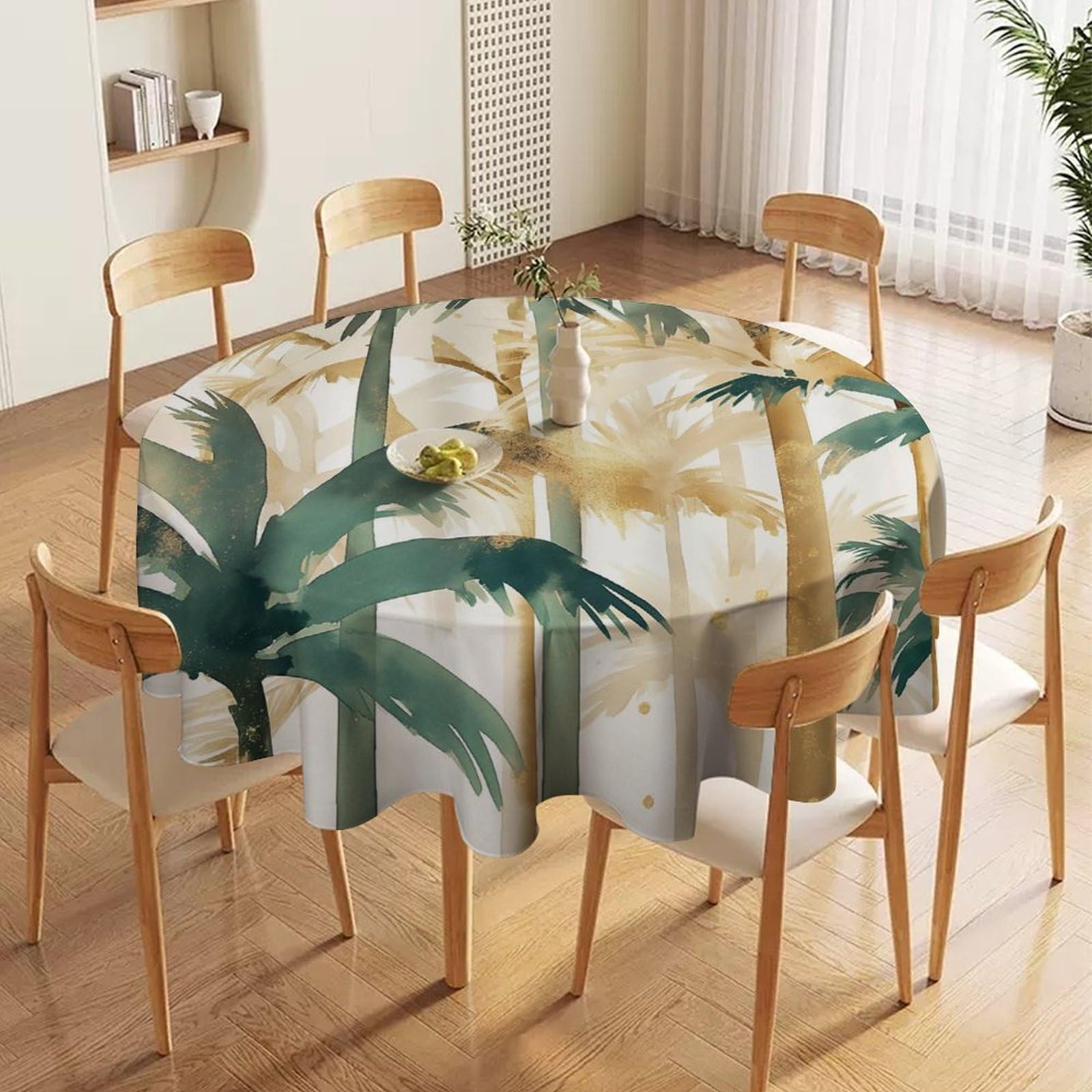 ORDOBO 3D Print Round Tablecloth - Abstract Lines Waterproof Dust-Proof 3D Print Table Cover For Dinner Kitchen Garden Fashion Home Countertop Decoration 177X177Cm