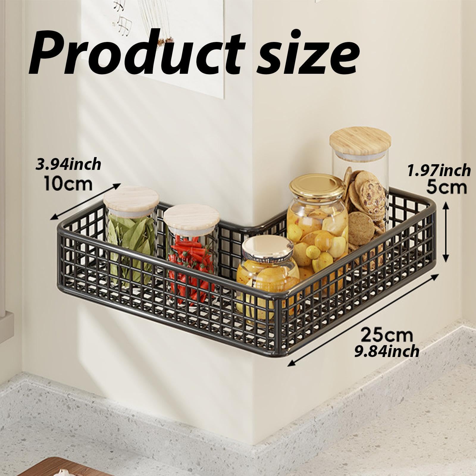 LOVIVER Mensola angolare per Doccia in Metallo, Supporto Adesivo, Senza Foratura, Organizer antiruggine per Cucina, Shampoo, WC, Nero 25x10x5cm