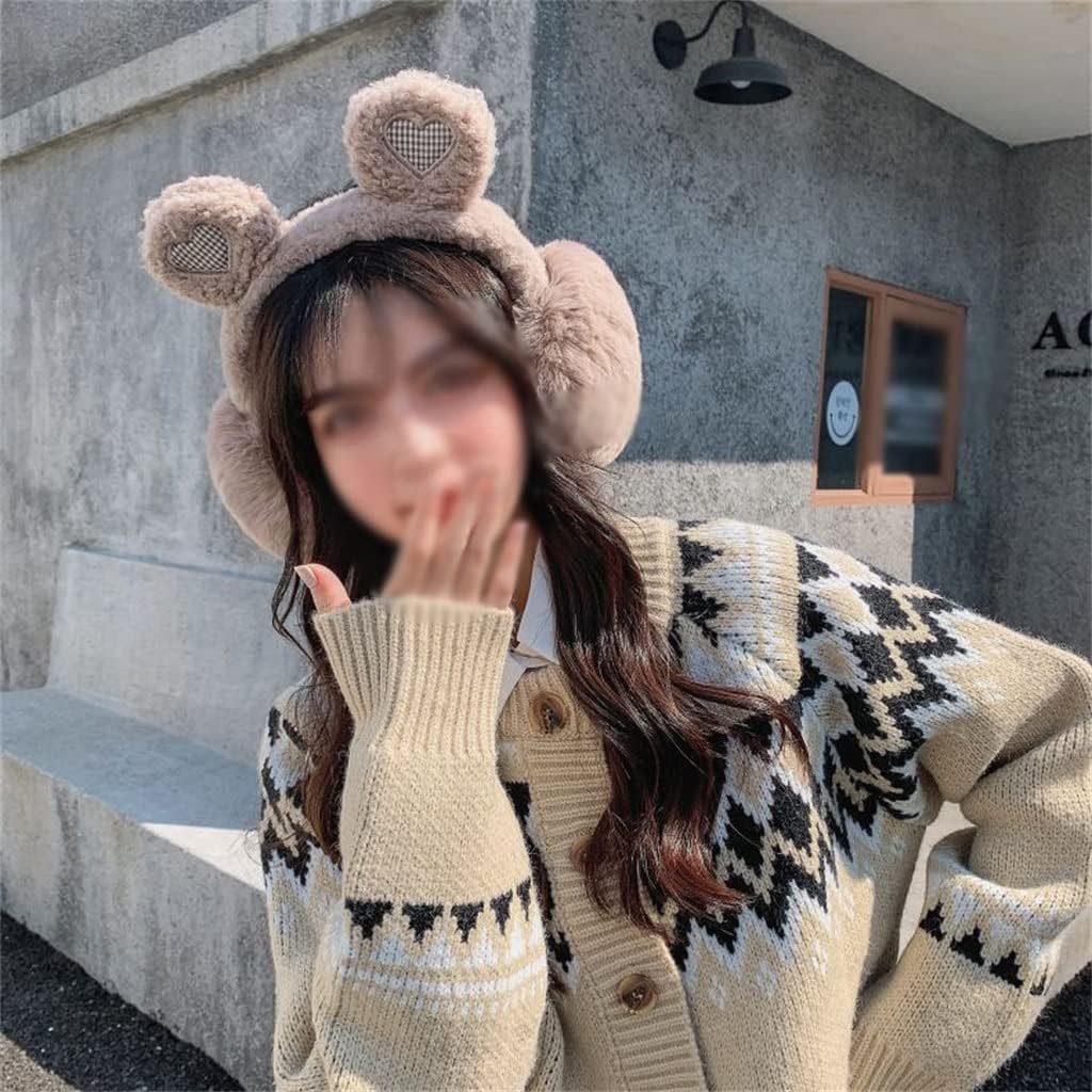 Khaki Winter Ear Protection Warm Earmuff Girls Cute Cover Plush Bag Foldable Warmer