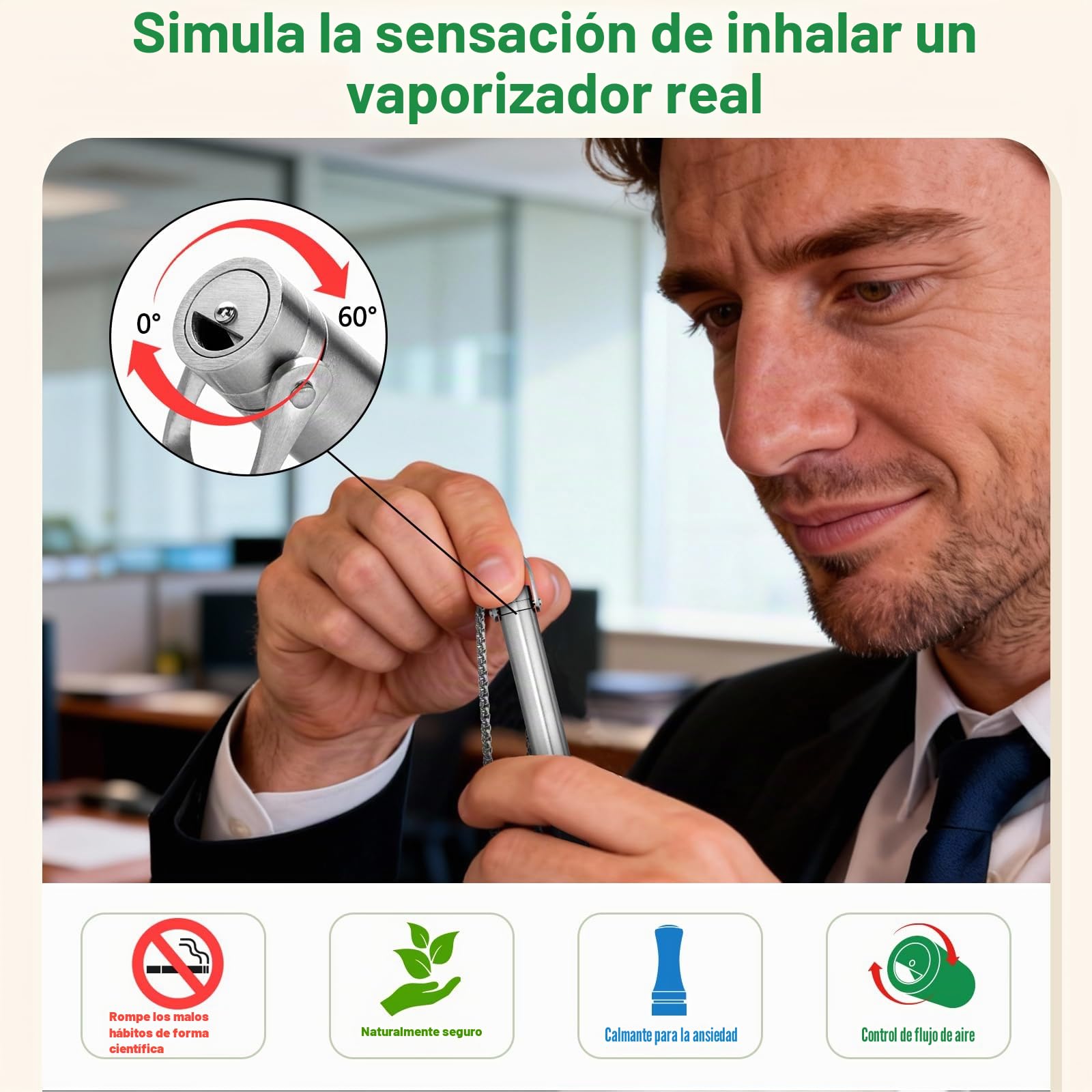 Collar de Respiración Dejar de Fumar, Resistencia Ajustable, Entrenador de Respiración con Filtro de Sabor Intercambiable, Perfecto para Relajación Diaria