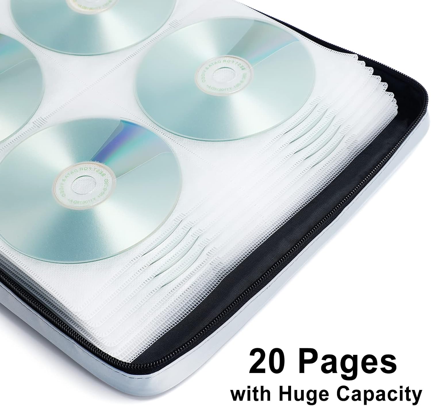 CD Case DVD Holder Storage: 160 Capacity DVD Cases Organizer Portable Wallet Storage - CD Plastic Protective Carrying Binder for Home Travel (Grey)