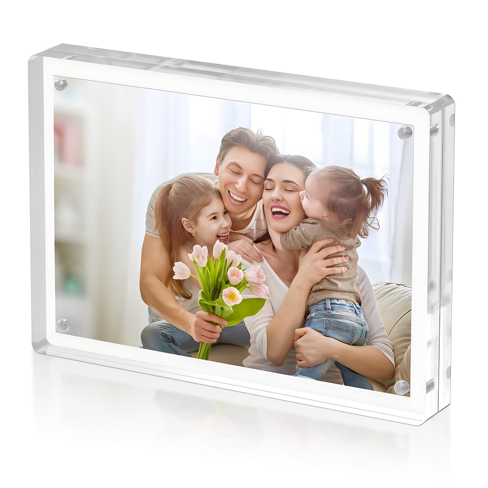 15 x 21 cm Acrylic Photo Frame, Magnetic, Double-Sided, Freestanding