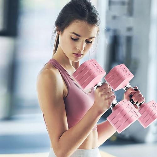 Miniatura 2 de 20LB Adjustable Dumbbell Set, 10lb Dumbbells Set of 2, 5 in 1 Free Weights Set, Each 4lb 6lb 8lb 10lb for Women & Men for Home Gym Exercise Workout