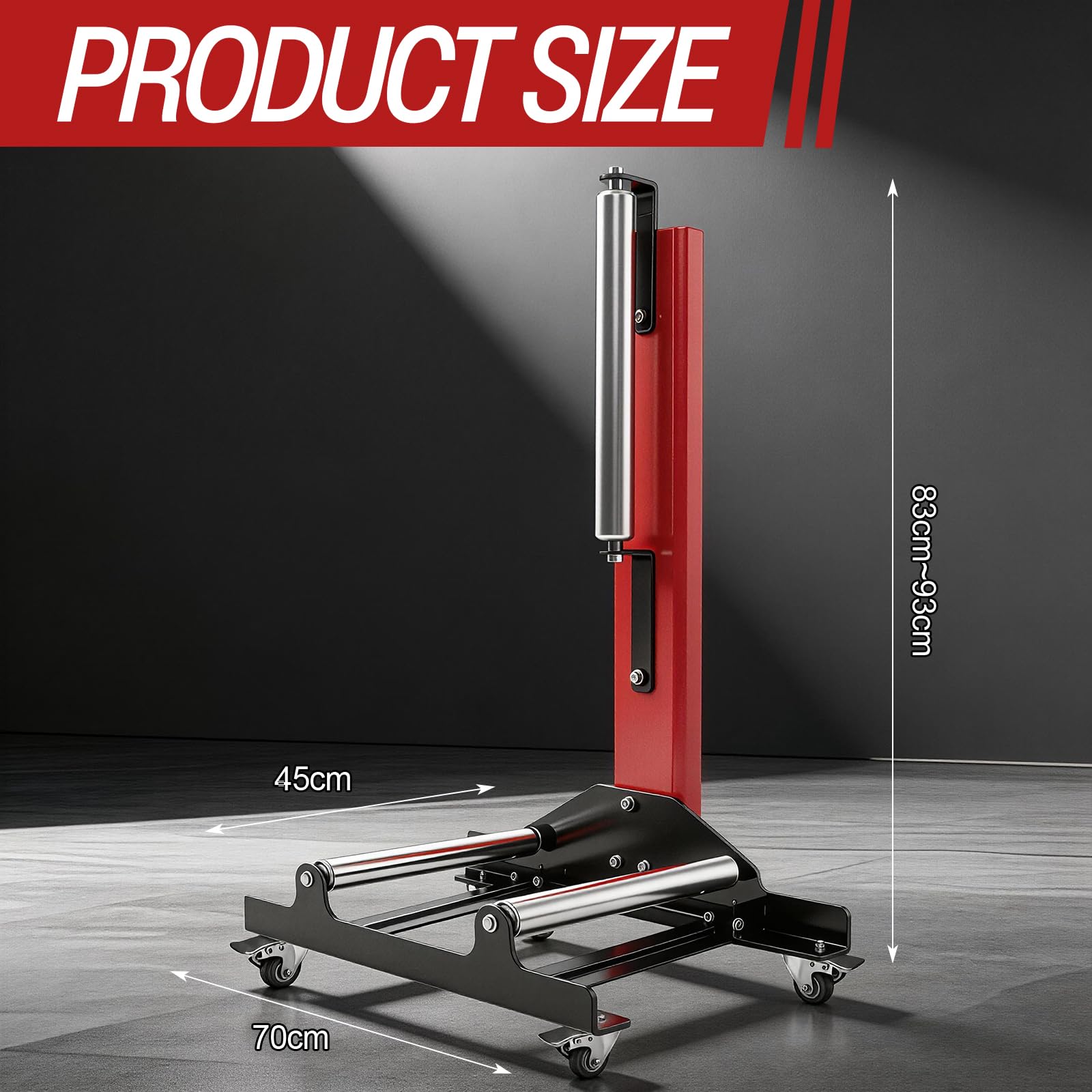 Soporte para llantas con ruedas rodantes, 4 ruedas universales y diseño de 3 ruedas y ajuste de altura Soporte para ruedas de acero - Soporte de limpieza de ruedas para detalle para limpieza