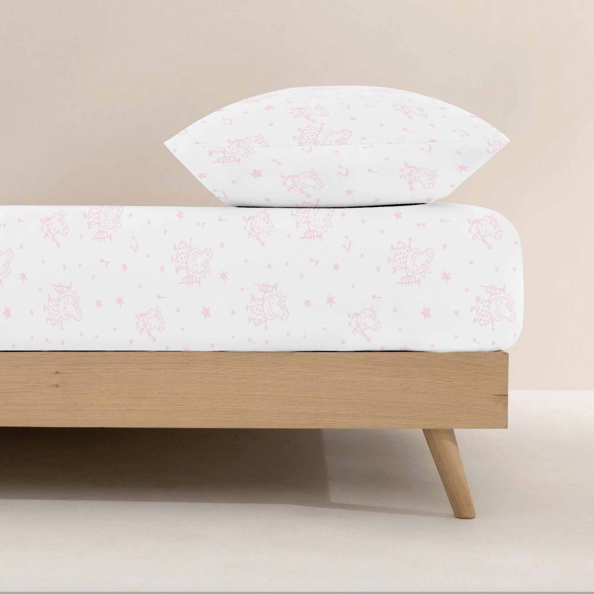 BELUM | Bajera Peppa Pig 100% algodón para Cama de 105, Bajera Ajustable Muticolor, Bajera de algodón Suave, Bajera Ajustable Elastica