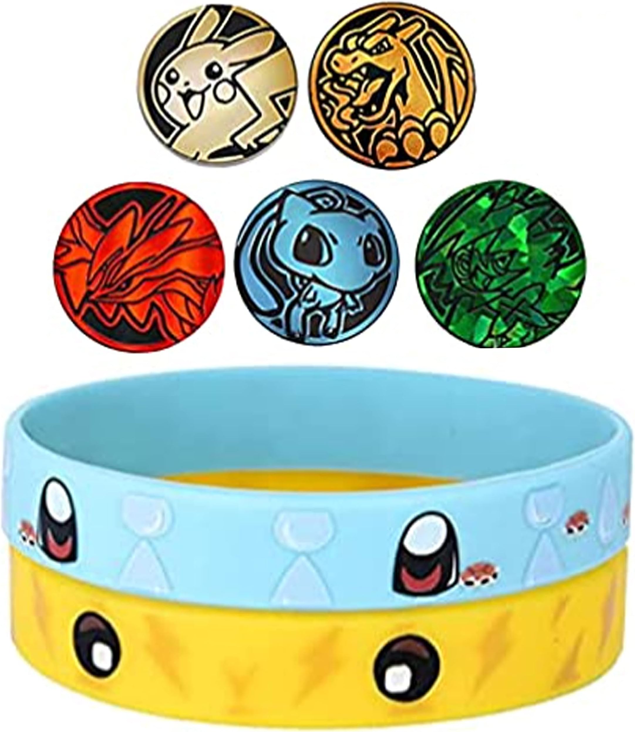 Totem World 5 Official Collectible TCG Coins Set Bracelet Collectible with Tin or Themed/Totem Deck Box Bundle, Rubber Silicone