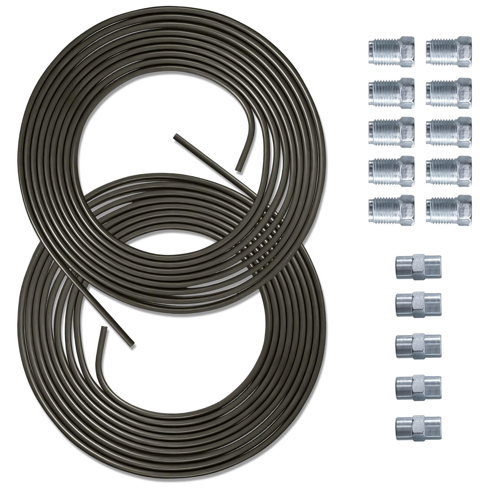 2 tubi del freno da 5 m, Ø 4,75 mm, in acciaio ramato, set con 10 viti e 5 connettori M10 × 1, conforme alla norma DIN 74234, adatto per bordi F, auto e moto