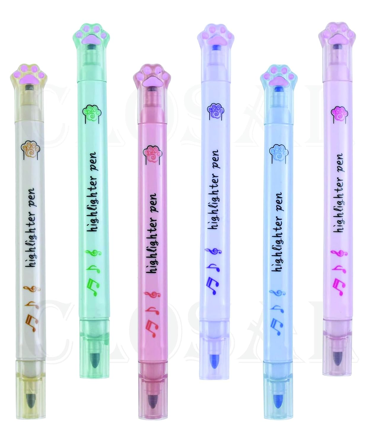 CLOSAL® 6pcs Cute Highlighters Double Ended Highlighter Pens Pastel