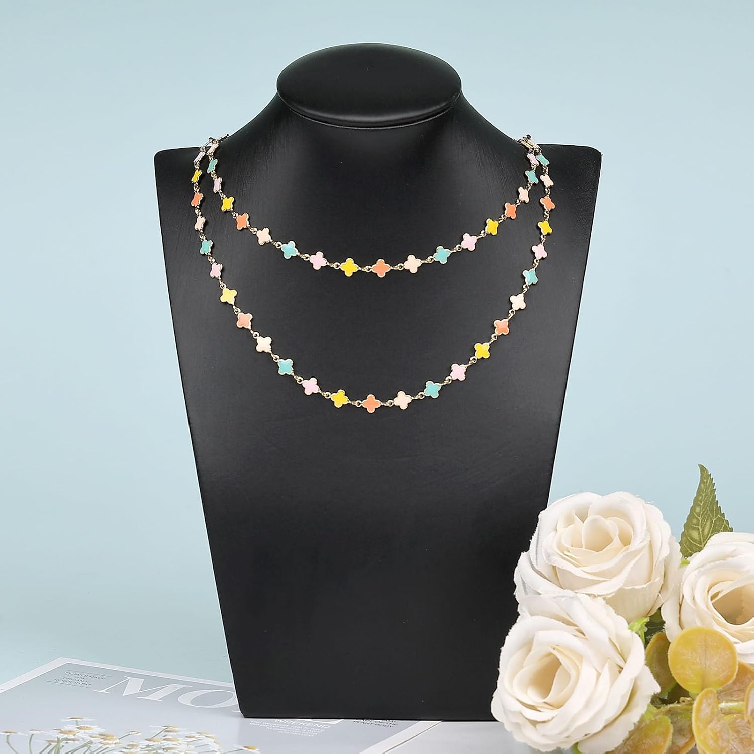 YOUBEIYEE 3 Meters Multicolored Enamel Jewelry Making Chains Oil Drip Four Leaf Clover Chains for Jewelry Making - Image 6