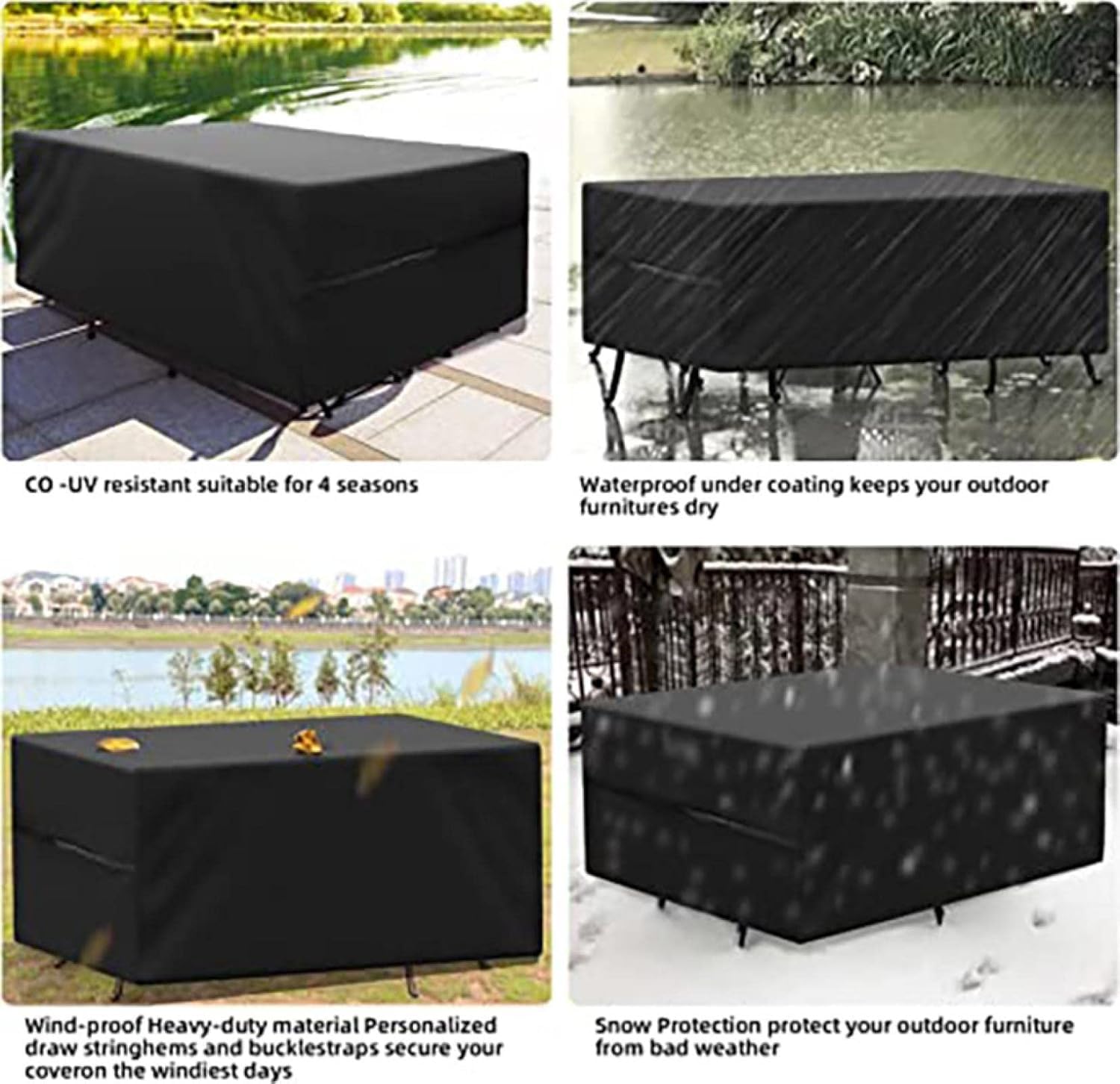 Gartenmöbel Abdeckung 300x180x80cm, Abdeckplane für Gartenmöbel, Wasserdicht, Winddicht, UV-Beständiges Möbelabdeckung, Schnelltrockn 420D Oxford Schutzhülle Abdeckhaube für Gartentisch Sitzgruppe