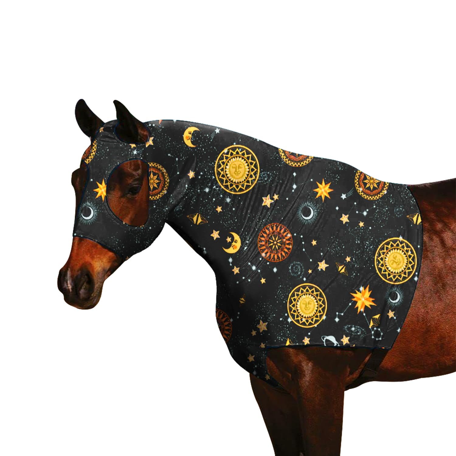 Zippered Horse Stretch Hood Without Ears, M（Orange Sun）
