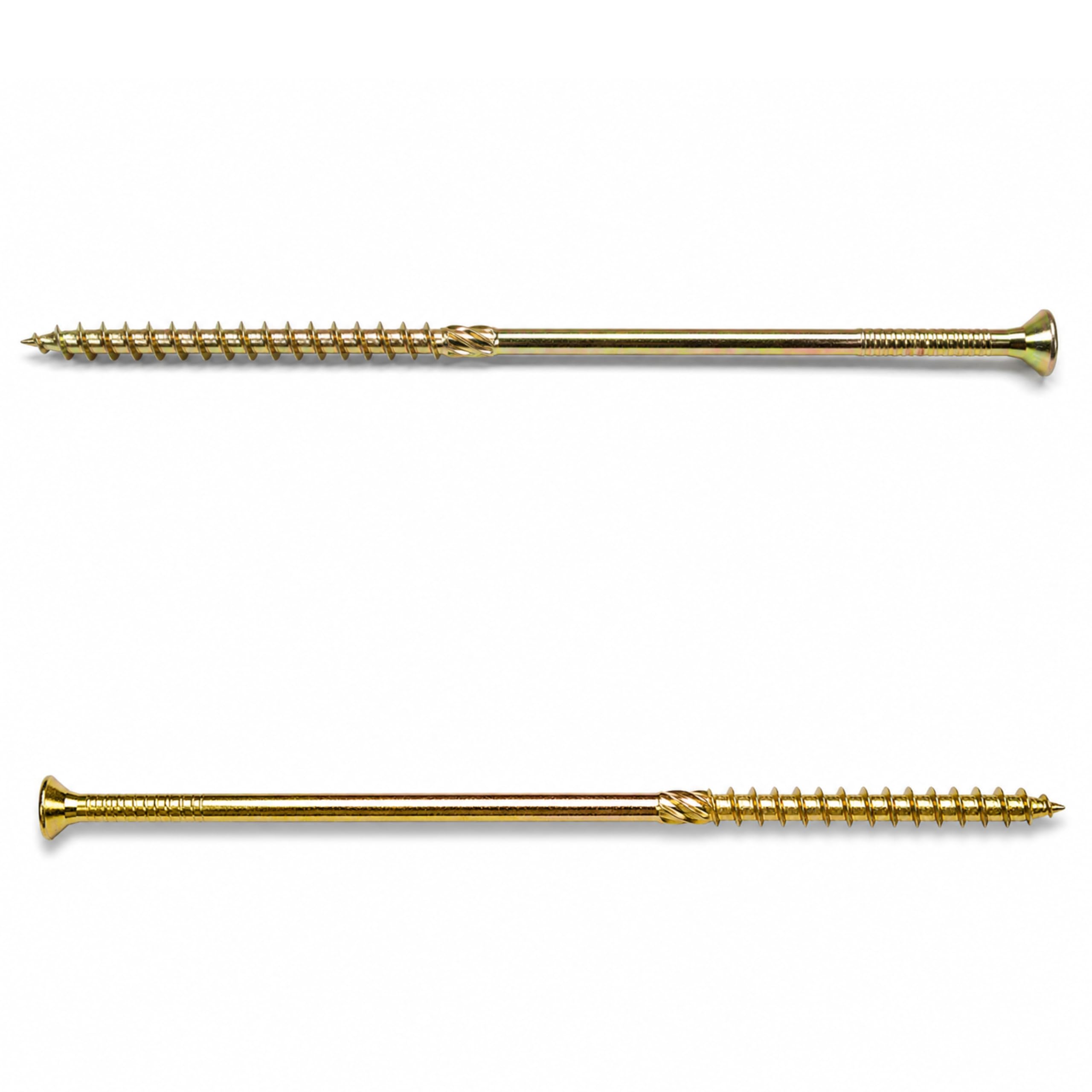 Lot de 100 vis de construction de qualité supérieure - 6,0 x 300 mm - Tête fraisée TX30 - Filetage complet - Vis à bois jaune galvanisé - Pour bois massif KVH BSH CLT - Avec embout