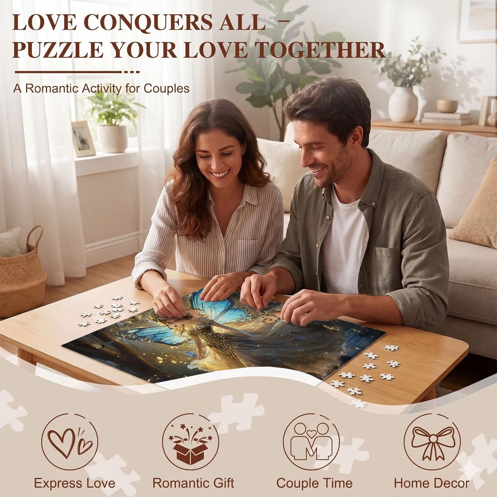 Kobieta skrzydło Puzzle 1000 sztuk, drewniana rodzinna gra planszowa - Puzzle dla dorosłych dla całej rodziny, puzzle edukacyjne DIY i antystresowe - zawiera plakat referencyjny, 75 x 50 cm f0-815
