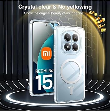 PSR Aksesuar Xiaomi Redmi Note 15 Pro 5G Uyumlu Şeffaf Kılıf – Kamera Korumalı M-Safe Manyetik Şarj Destekli Sert PC Kapak (Xiaomi Redmi Note 15 Pro 5G)