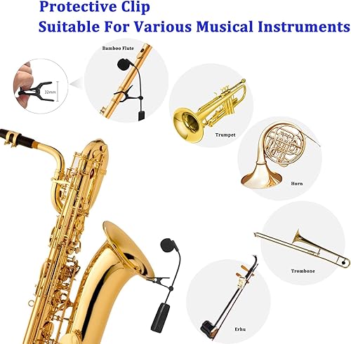 Miniatura 4 de Micrófono de instrumentos inalámbricos, mini micrófono de mano para trompeta de orquesta profesional, saxofón, llave G, pulido, receptor y
