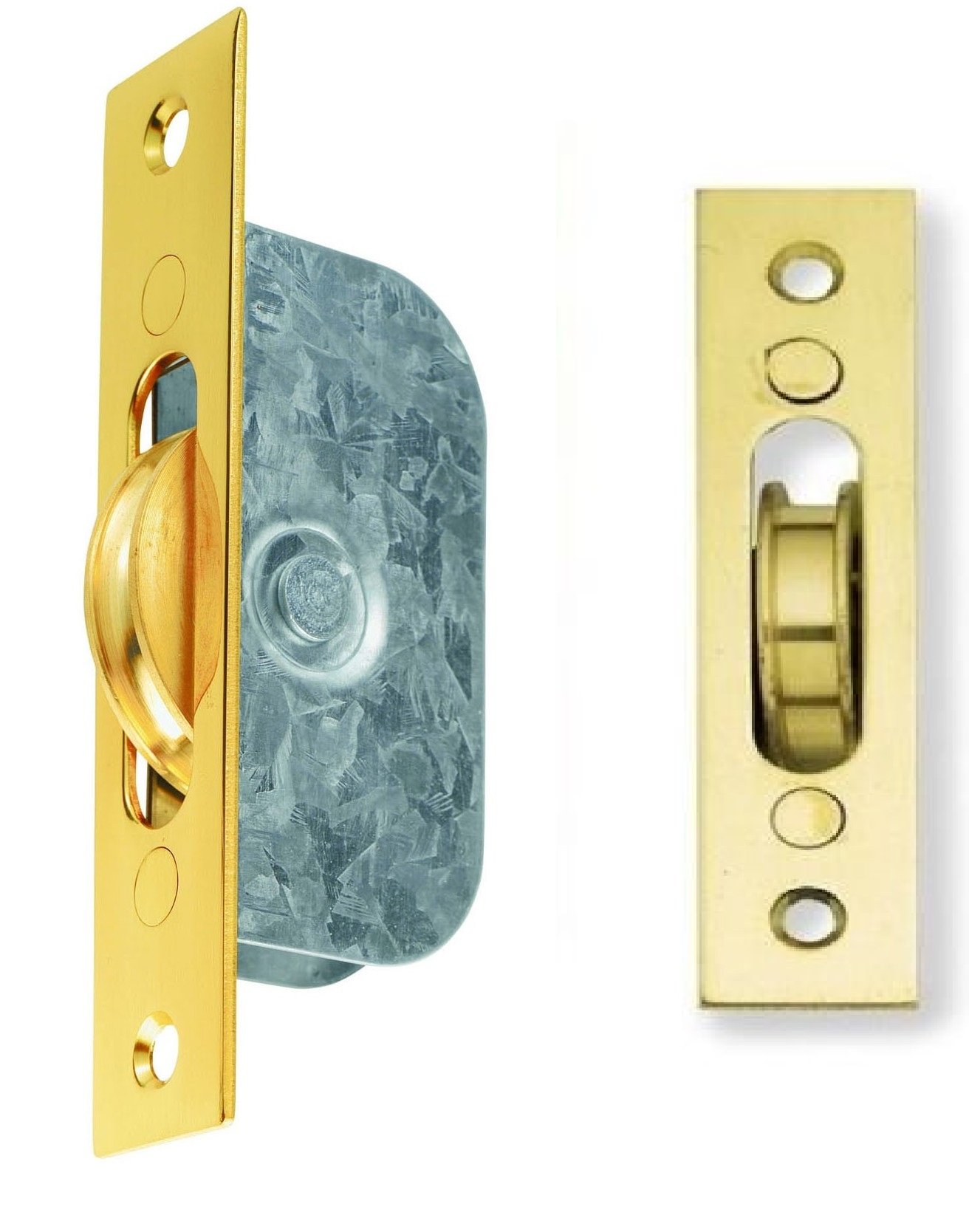 Carlisle Brass Roller Sash Window Axle Pulley with Square Brass Forend & Wheel