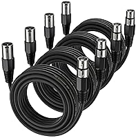Vista 8 de EBXYA Cable XLR de 2 pies, paquete de 6 unidades, cable de micrófono equilibrado con cable XLR de 3 pines macho a hembra, color negro