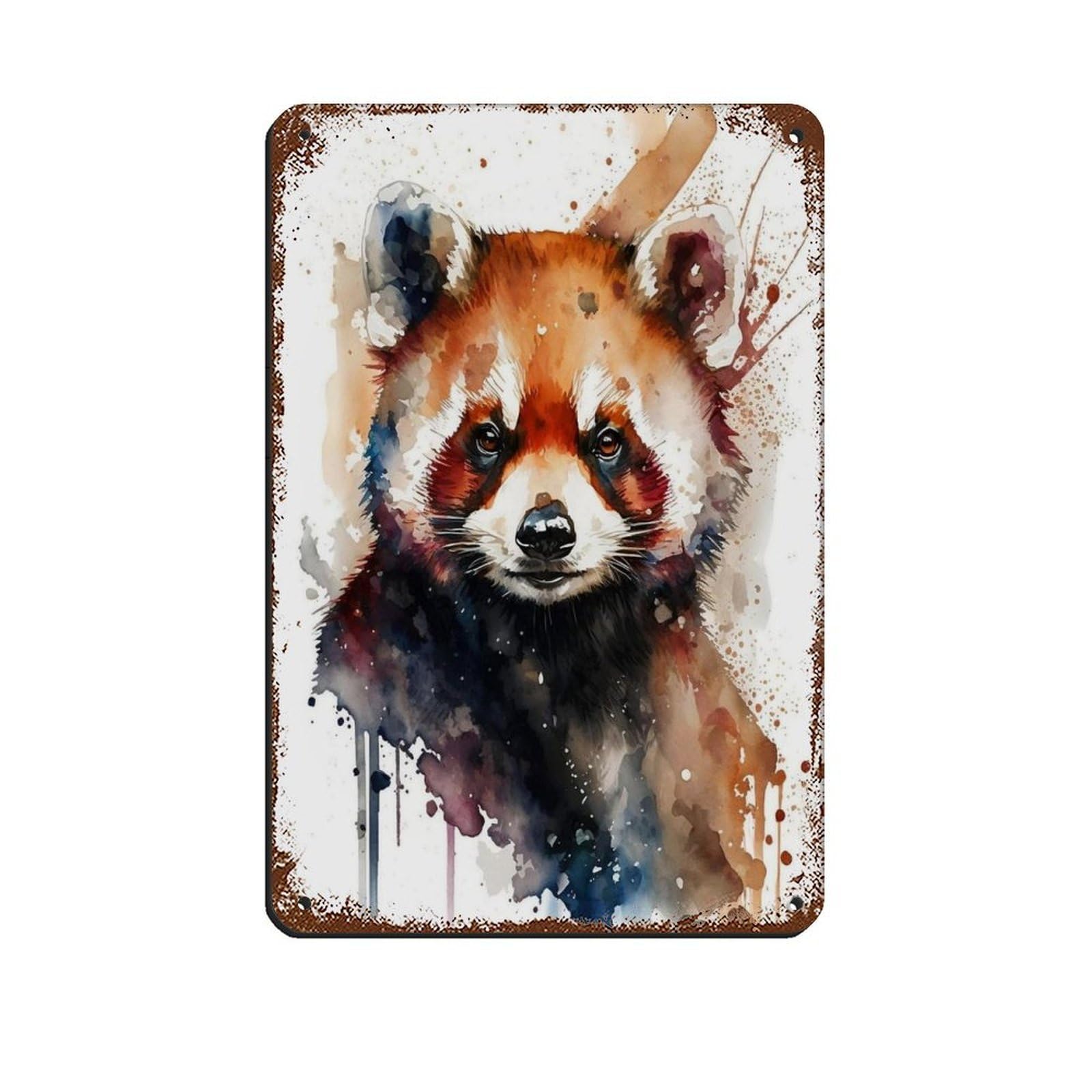 Lxwnze 20L X 30W Cm Watercolor Panda, Art Poster Tin Sign Vintage Metal Pub Club Cafe Bar Home Wall Art Decoration Poster Retro 8X12inch(20X30cm)