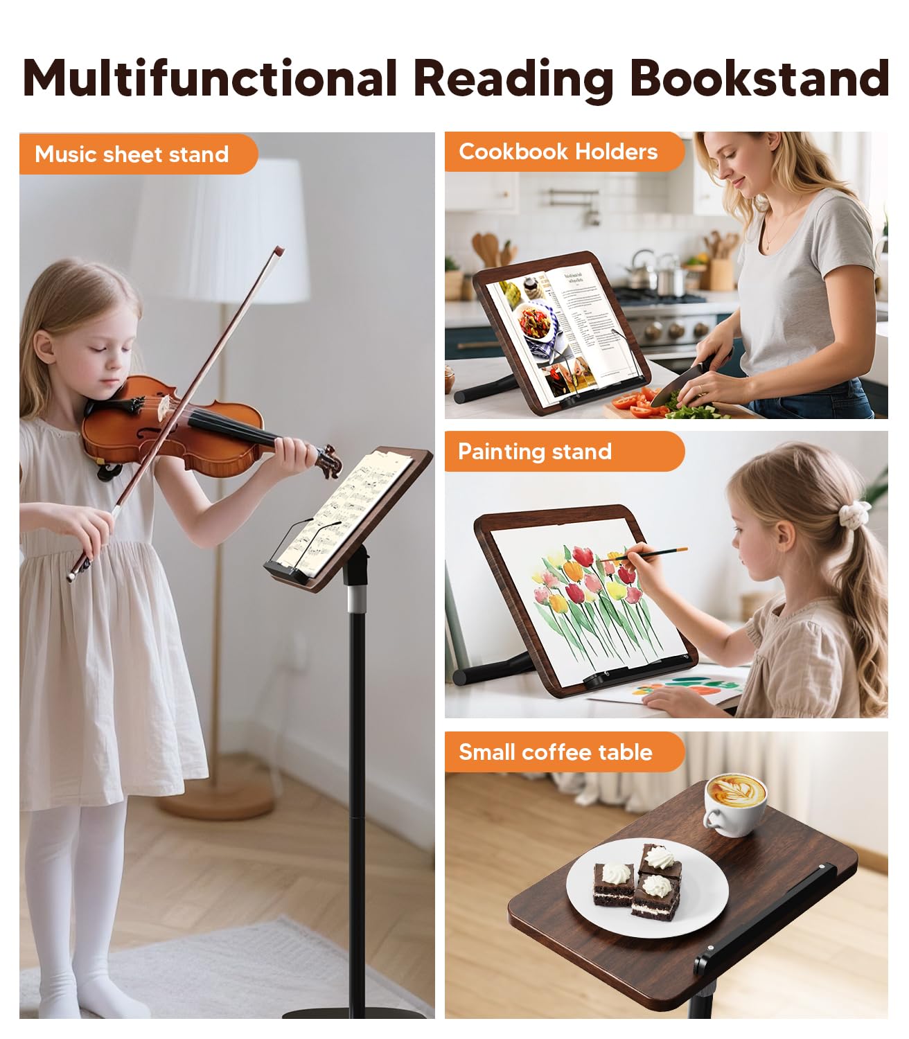 Support de livre 2 en 1 réglable en hauteur avec plateau XXL inclinable à 180° Support lecture Pupitre de musique Support pour ordinateur portable Base antidérapante pour enfants et adultes