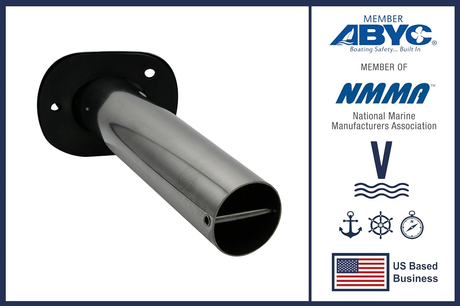 Vinland Marine Flush Mount Rod Holders for Boat, 304 Stainless Steel 15°, 30°, 90° Flush Mount Rod Holder, Gunwale Rod Holders, Gunnel Rod Holders for Boat, with Black Rod Holder Insert