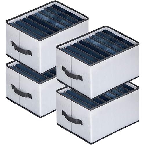 4Pcs Closet Organizers storage for Clothing - Clothing Organizer,Underwear Drawer Organizer Clothes,Clothes Organizer for Folded Clothes,PP Plate Nylon Mesh Foldable Wardrobe Clothes Organizer(8Grids)