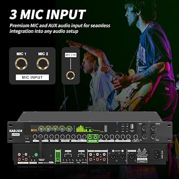 LD300 Professional KTV Digital Pre-stage Effector Anti-howling Audio Processor Echo USB MP3 Bluetooth Optical, 3 Mic Inpout For Household Reverberator Karaoke,Stage,Church, Performance