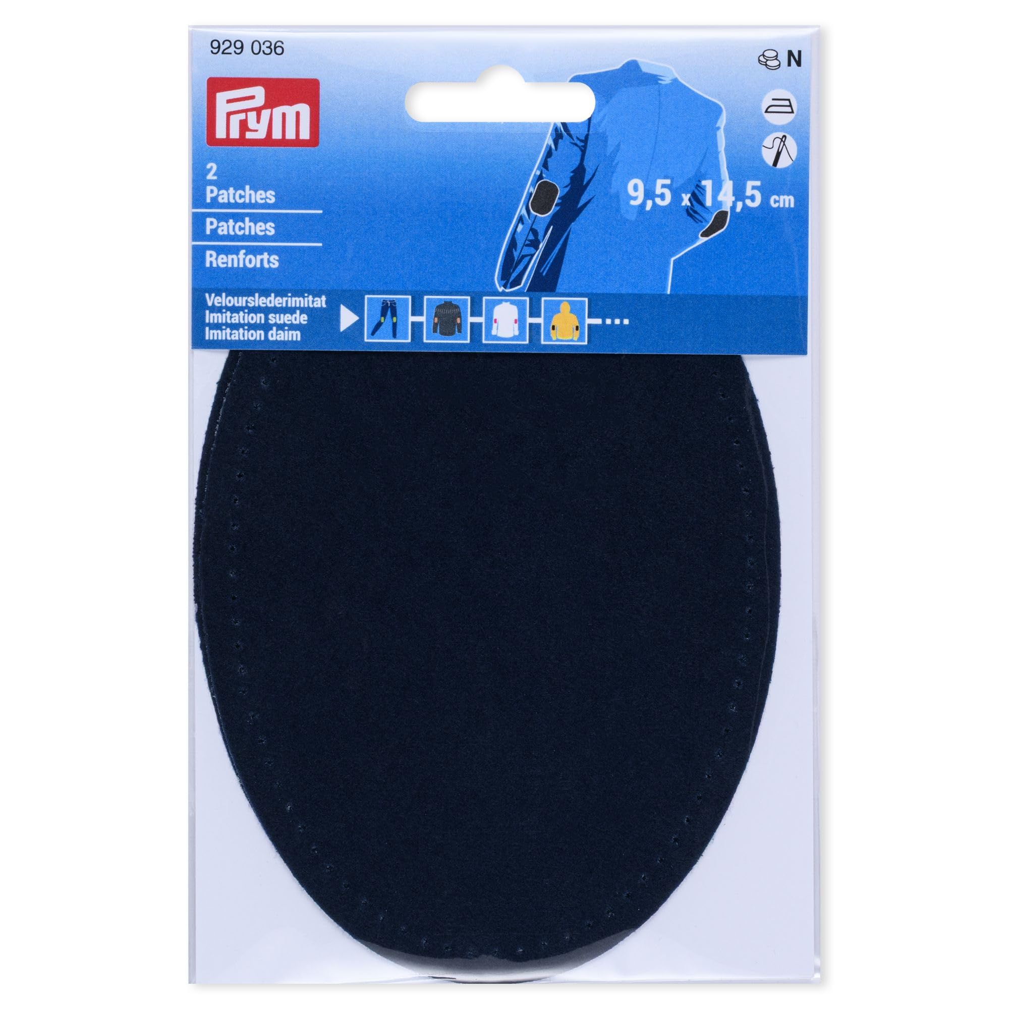 Prym 929036 Iron-On Faux Suede Patches 9.5 x 14.5 cm Marine