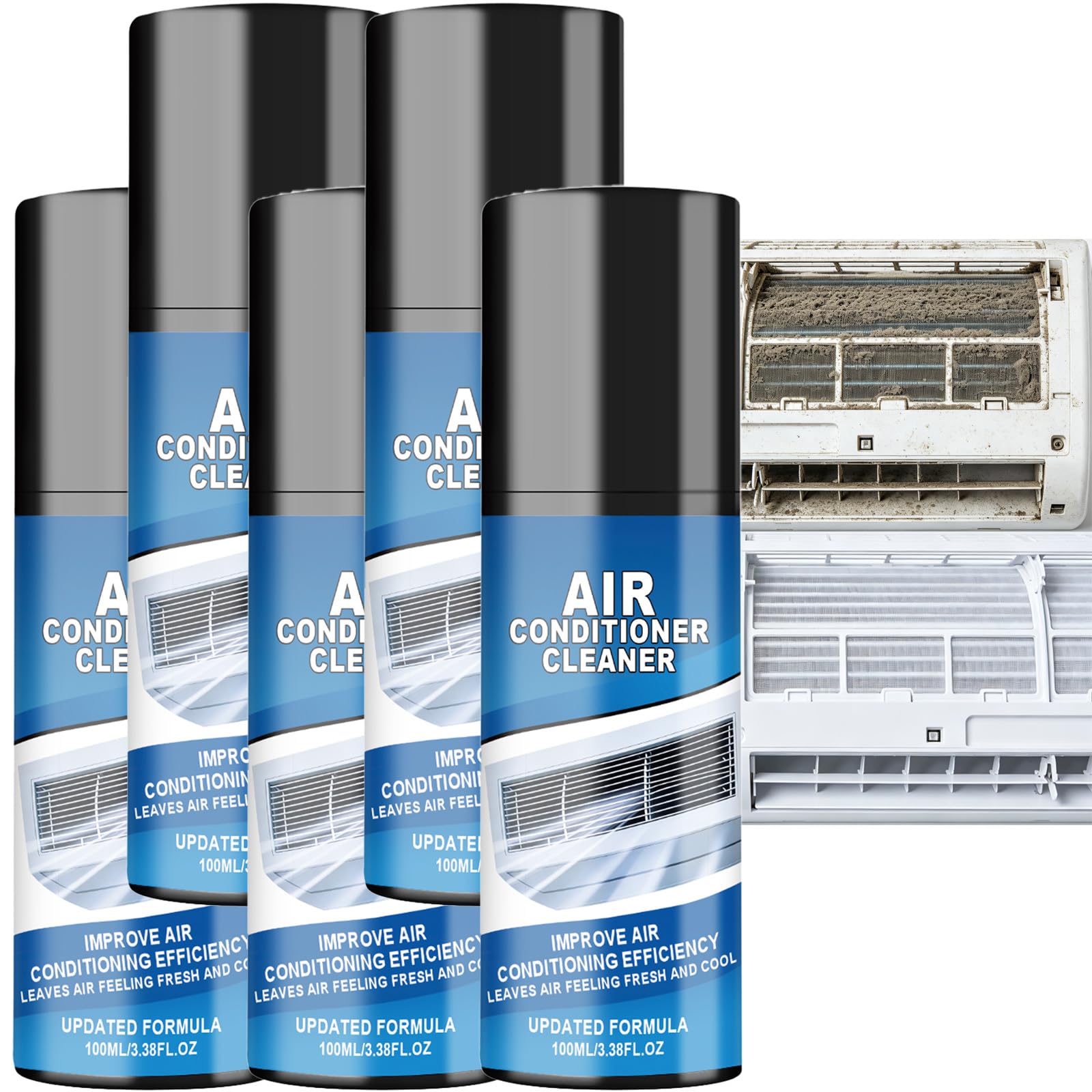 Klimaanlagen-Reinigungsspray, schäumender AC-Spulenreiniger, spülfreies Tiefenreinigungsspray für Verdampfer- und Kondensatorspulen, multifunktionale Reiniger-Sprühflasche entfernt Schmutz (5PCS)