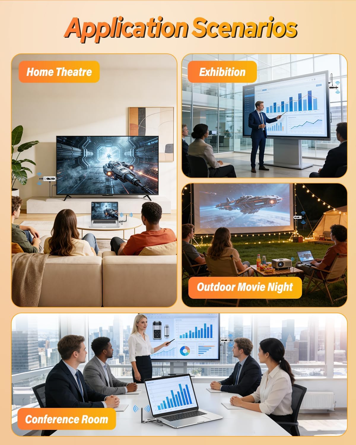 Wireless HDMI Transmitter and 2 Receivers with LCD Display,4K Decode 2K@60Hz Output,492FT/150M Range,Plug & Play,5.8G+2.4GHz Extender for Video and Audio to Monitor from PC/Projector/TV Box
