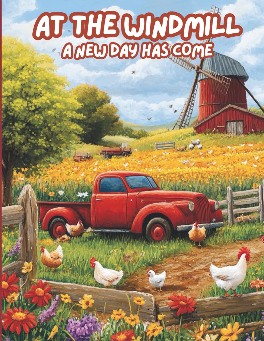 At the Windmill: A Beautiful Farm and Nature-Themed Coloring Book for Kids Ages 3–7 Featuring Windmills, Chickens, Red Barns, Flowers, and Sunny ... kids and adults featuring barns, countryside