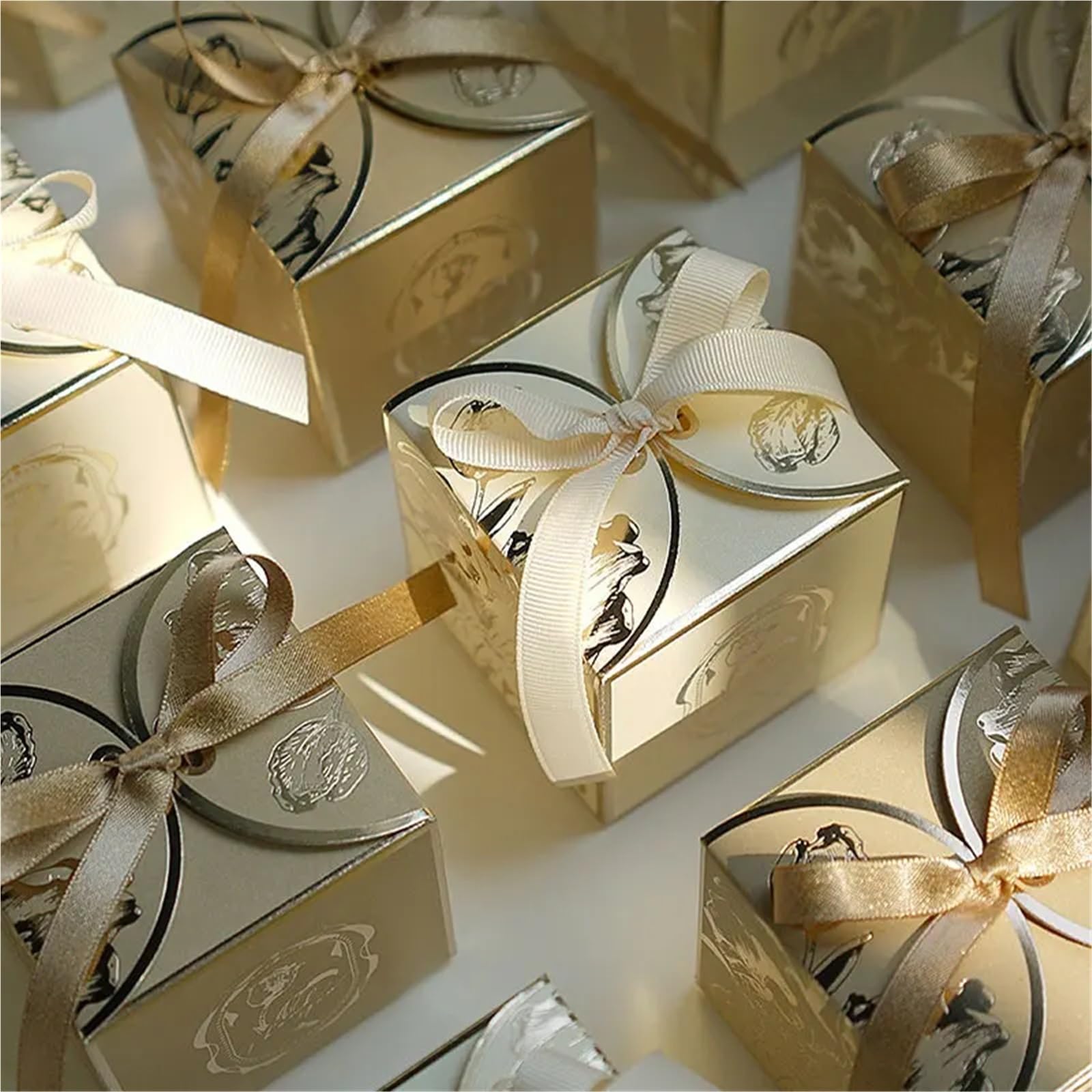 WNBFTTK Cajas Para Tartas Caja de azúcar 10 a 400 unidades, color champán dorado, ideal for bodas