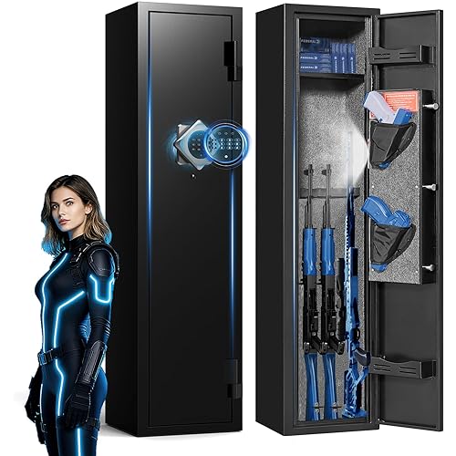 Marcree 2-3 Gun Safe, Gun Safe for Rifles and Pistols, Gun Cabinets for Rifles and Shotguns with Dual Alarm System, Rifle Safe, Gun Safes for Home Rifle and Pistols, No Assembly