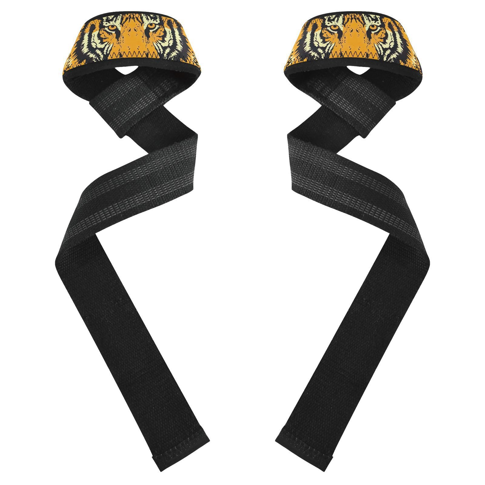 Nander Dumb and Cute Tiger Wrist Straps for Weightlifting,Lifting Straps with Neoprene Cushioned Wrist Padded and Anti-Skid Silicone for Strength Training,Bodybuilding,Deadlifting