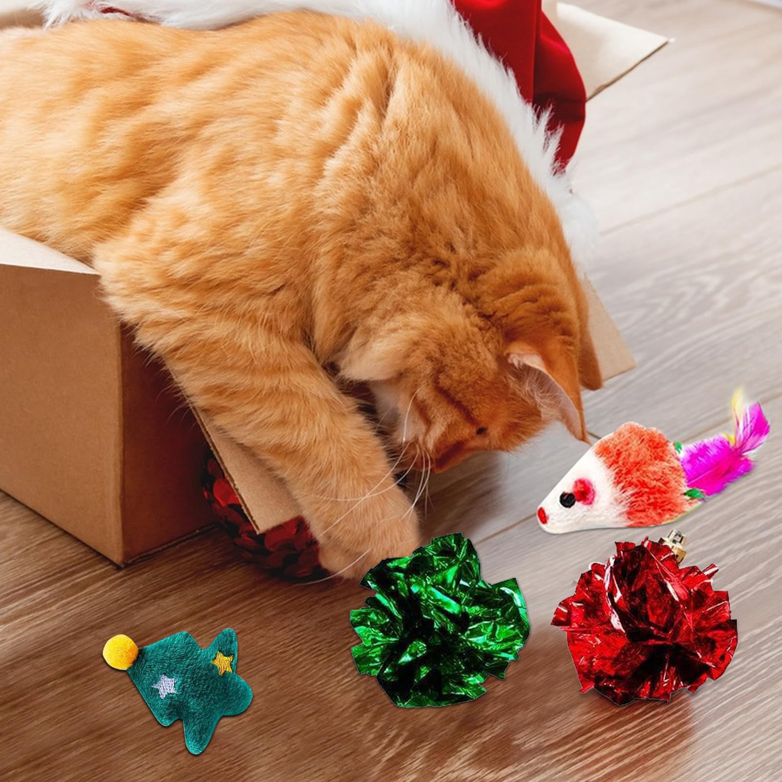 Katzen Adventskalender 2024 – Mit 24 Spielzeugen, Wiederverwendbar, Aus Kunststoff, Für Weihnachten