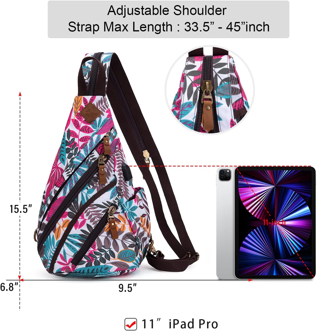 Canvas Sling Bag Crossbody Backpack Genuine Leather Shoulder Bag Casual Daypacks For Men | Canvas, Genuine Leather, Shoulder Bag, Casual Daypacks