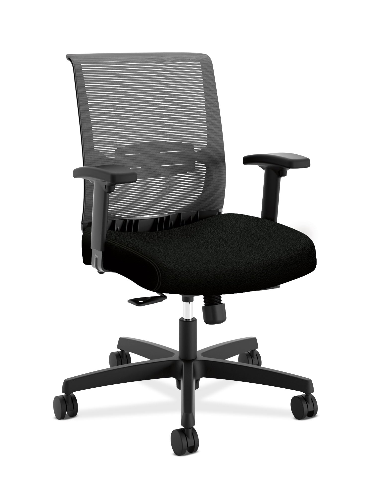 HON Convergence Ergonomic Office Chair with Mesh Seat - Home Desk Chairs with Adjustable Arms, Lumbar Support, Rolling Swivel Wheels, Comfortable Synchro-Tilt Recline - Black