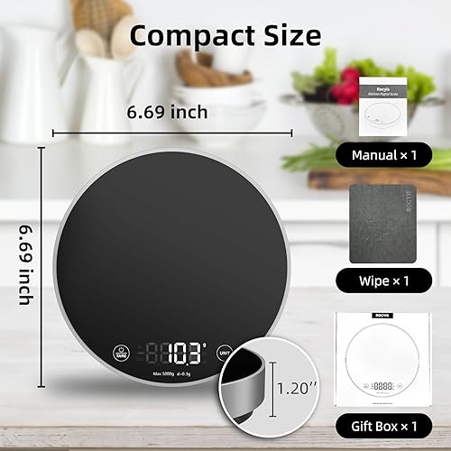 Miniatura 7 de Báscula digital de alimentos de 11.0 lbs11 libras de peso máximo con 5 unidades, pantalla LED de graduación precisa de 0.1 g0.01 oz y función de