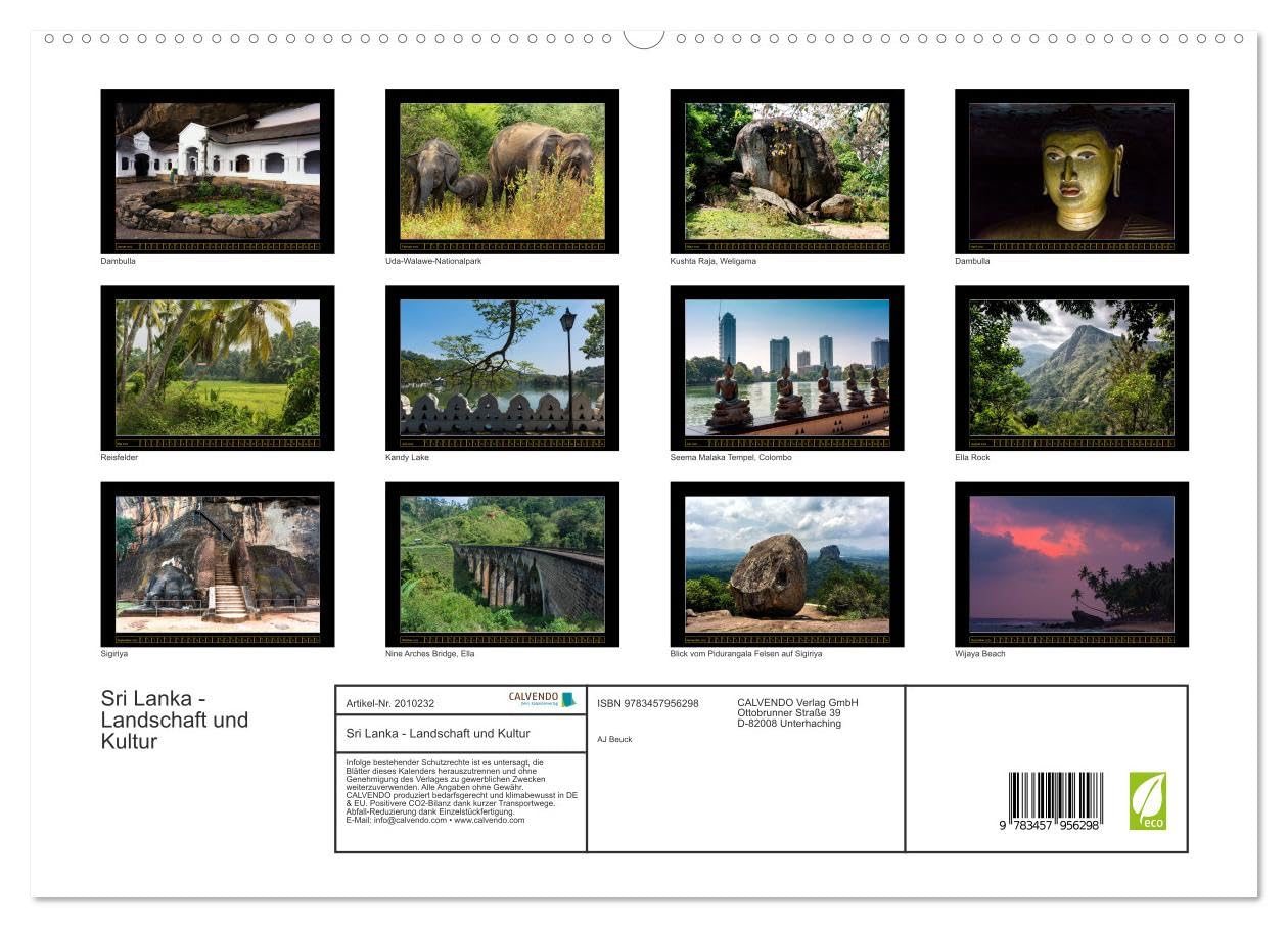 Sri Lanka - Landschaft und Kultur (hochwertiger Premium Wandkalender 2026 DIN A2 quer), Kunstdruck in Hochglanz: Sri Lanka - Tropische Insel mit jahrtausendealter Kultur (CALVENDO Orte)