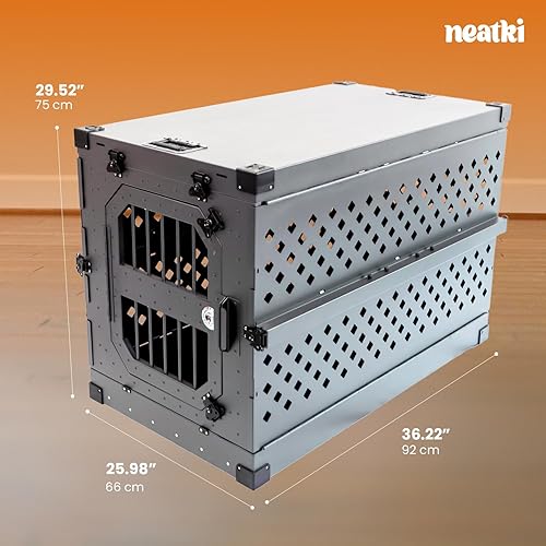 Miniatura 2 de Jaula para perros plegable y resistente, portátil de aluminio con recubrimiento en polvo para perros medianos, ideal para uso en interiores y viajes