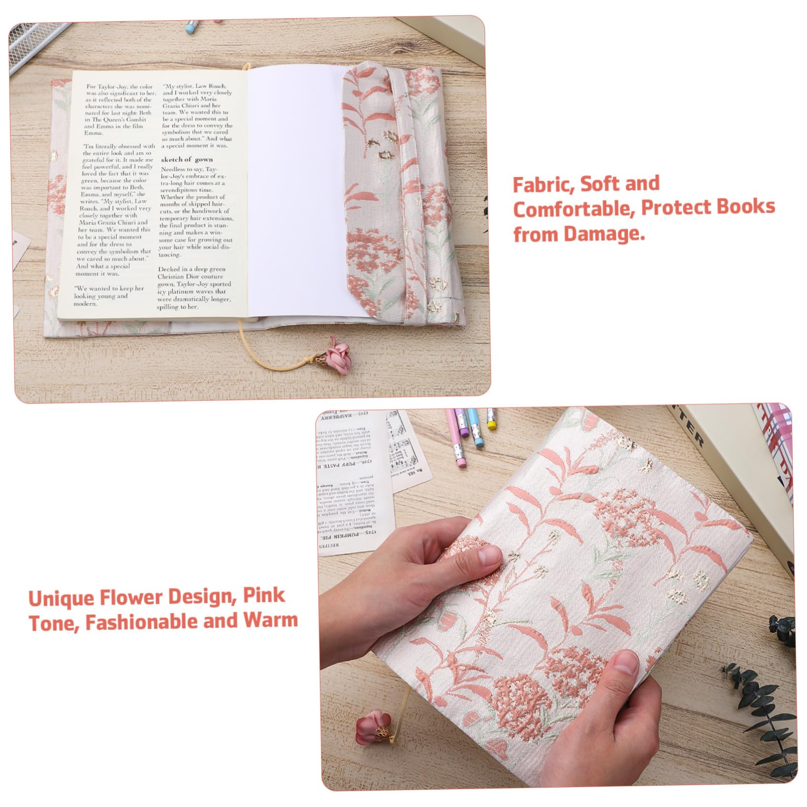 STOBOK 3piezas Cubierta De Libro Decorativa De Tela Floral Funda Protectora Para Libros Manga Estética Tapa Dura