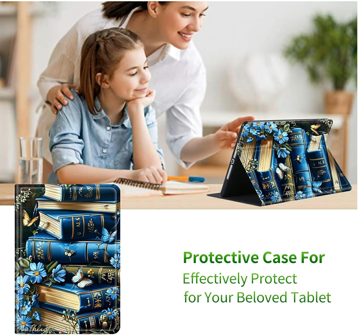 for All-New Amazon Kindle Fire HD 8 & 8 Plus(12th/10th Generation, 2024/2022/2020) Case, Shockproof Smart Protective Multi-Angle Viewing Tablet Cover with Auto Sleep/Wake, Purple Blue Book