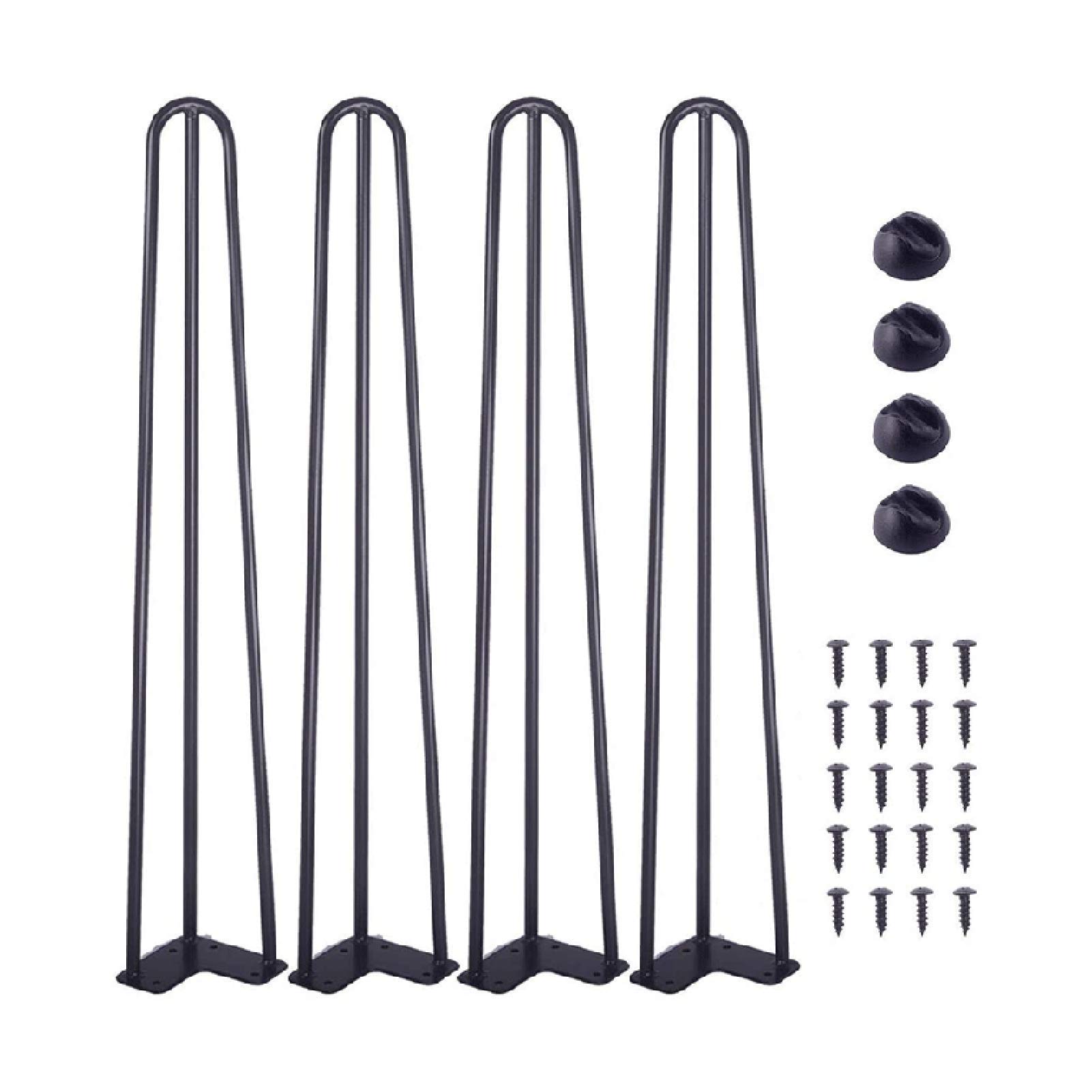 Muebles Piernas4Pcs Tabla de Horquilla Piedra Muebles Piernas Muebles Pies Piedra Piedra Diy Muebles Metal Acero Mesa Piernas con Tornillos Libre Protector Pies Estable, 3Rods, Negro/20Cm